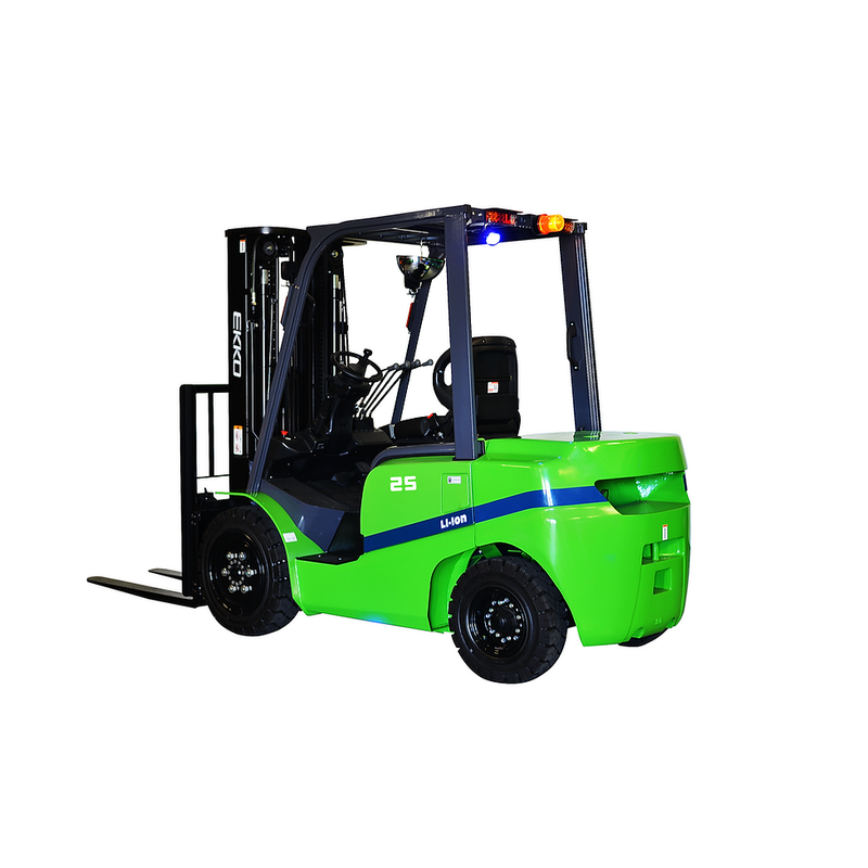 EKKO EK25GT-Li 4-wheel lithium-electric forklift, 5,000 lb capacity, compared with the propane EK25TLP in this electric vs propane forklift guide