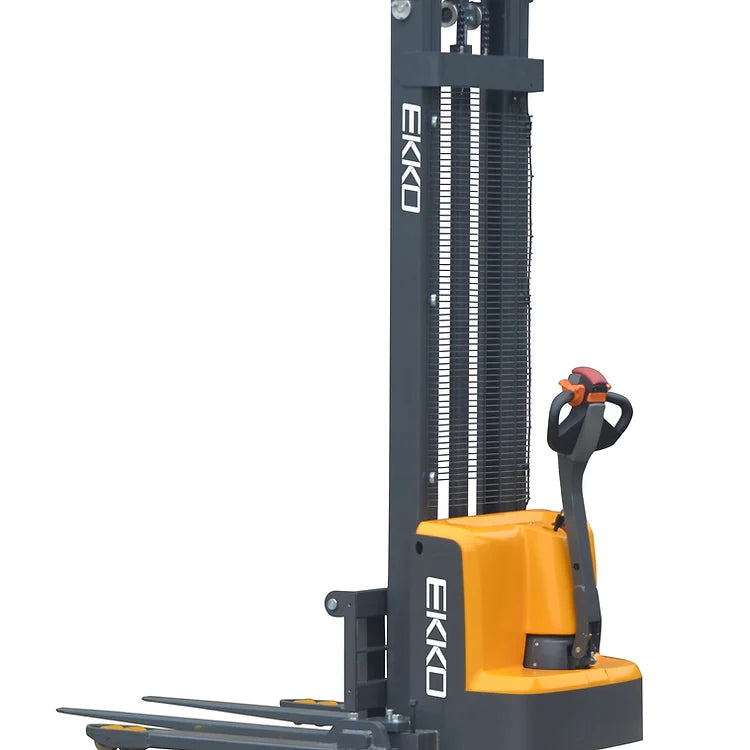 EKKO EB13E full powered walkie straddle stacker, one of the stackers compared against EKKO forklifts in this guide
