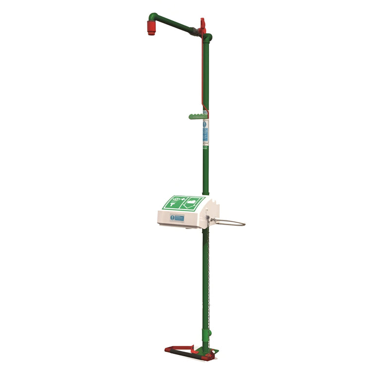 Hughes 18G45G galvanized combination safety shower with covered bowl eye and face wash, one of the shower and eyewash options compared in this guide