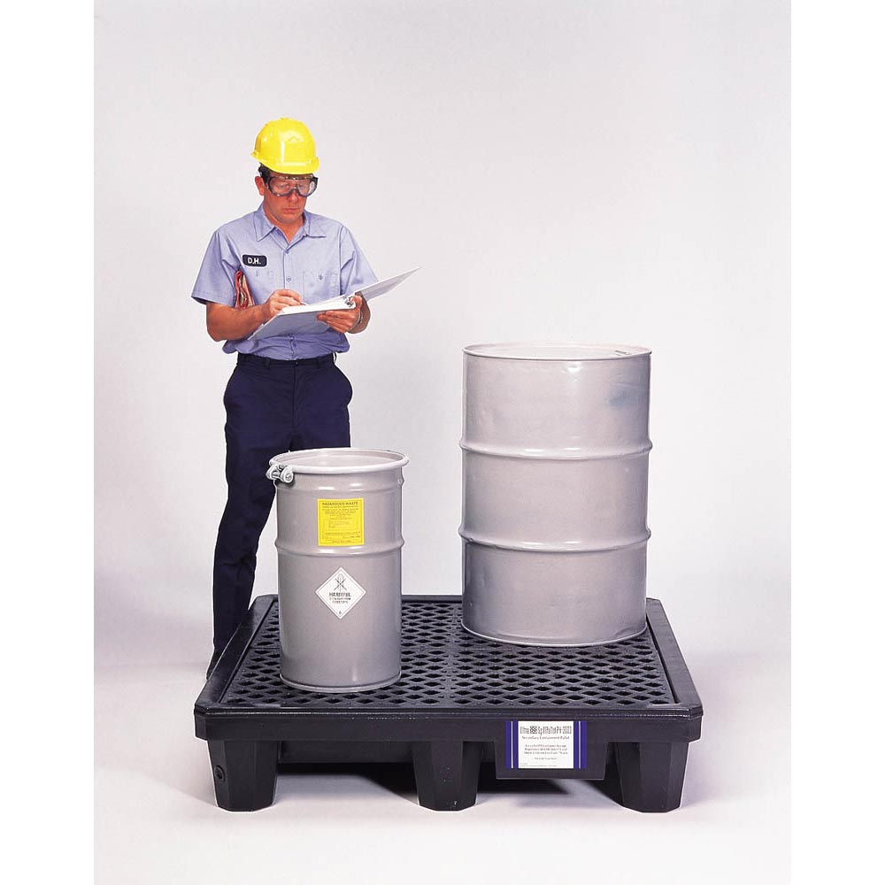 UltraTech 1113 Spill Pallet P4 Economy Model, With Drain, Black