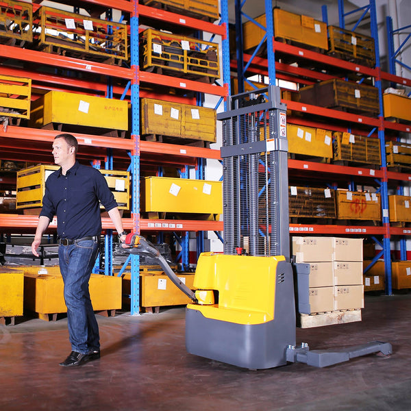 Powered Forklift Full Electric Walkie Stacker 3300lbs Cap. Straddle Legs. 118" lifting A-3023