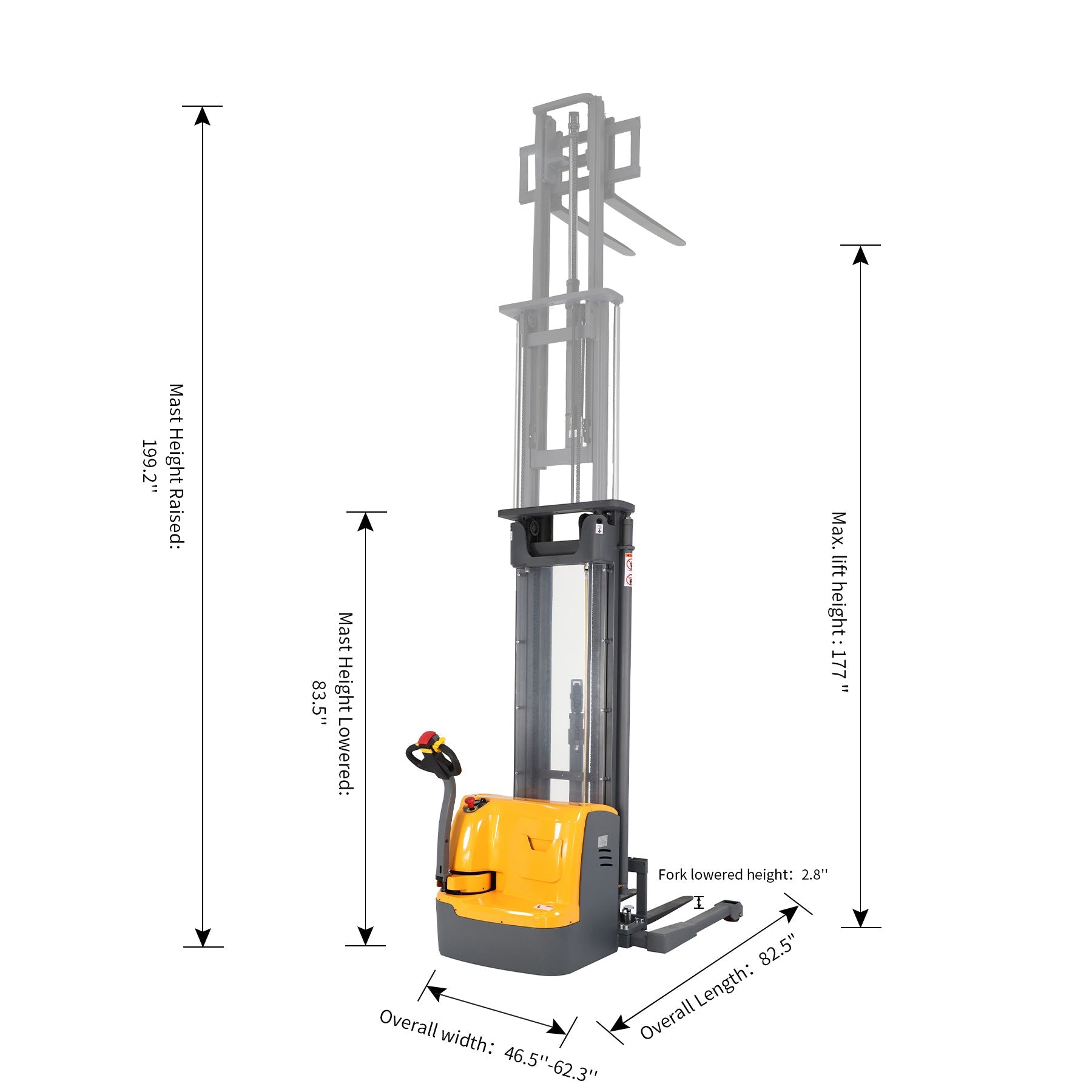 Apollolift Powered Forklift Full Electric Walkie Stacker 3300 lbs Cap. 177