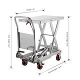 Apollolift Single Scissor Lift Table 1100lb. 35.4" lifting height - Stainless