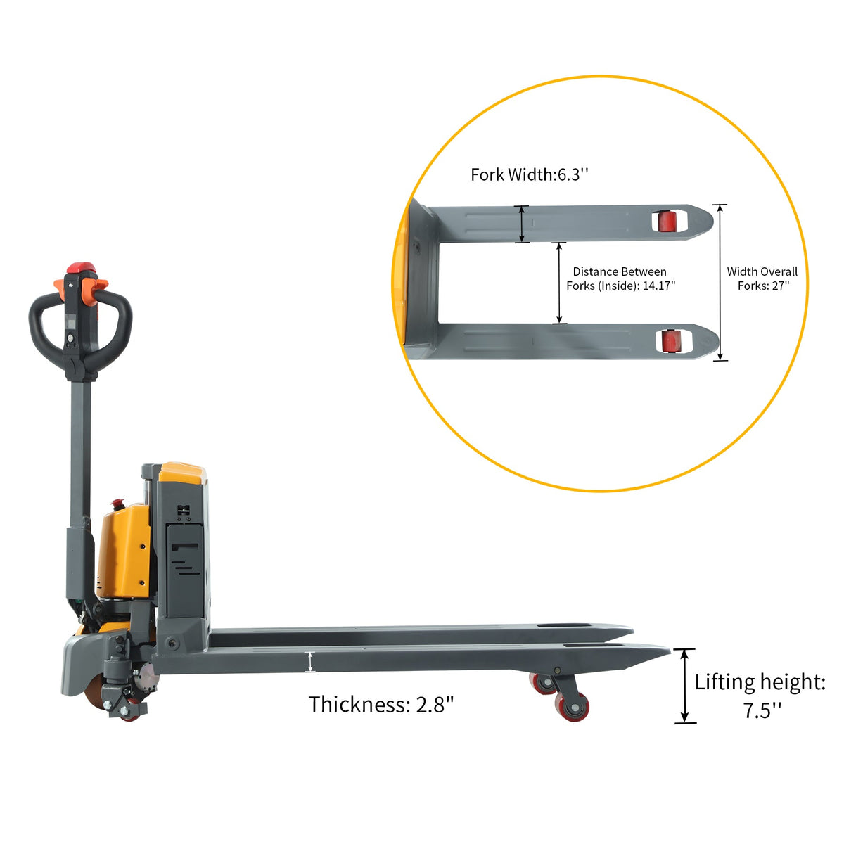 Apollo Lift A-1037 Lithium Electric Pallet Truck 3300lb "48x27 Forks"