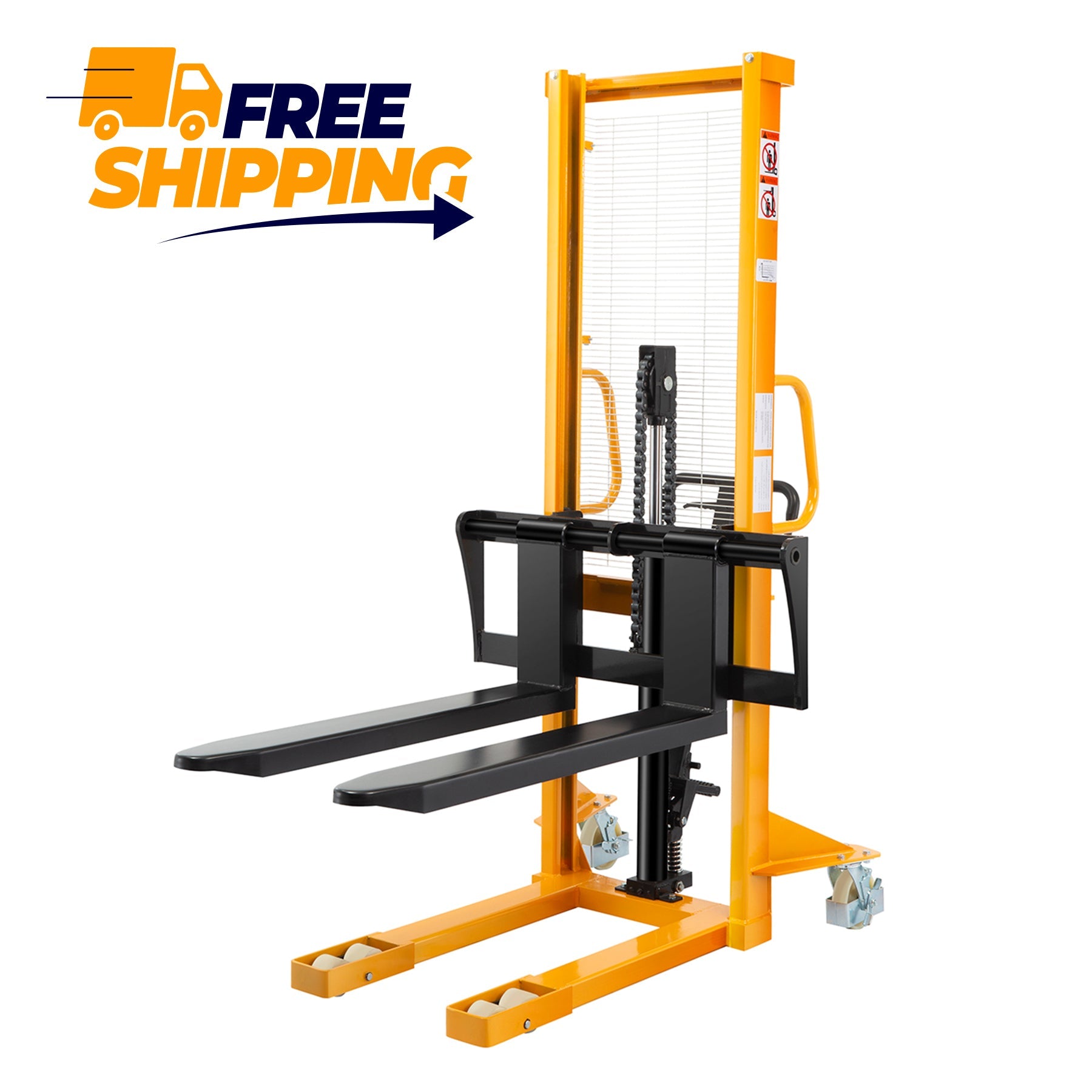 Apollolift Manual Hydraulic Pallet Stacker Adjustable Forks 2200lbs Cap. 63