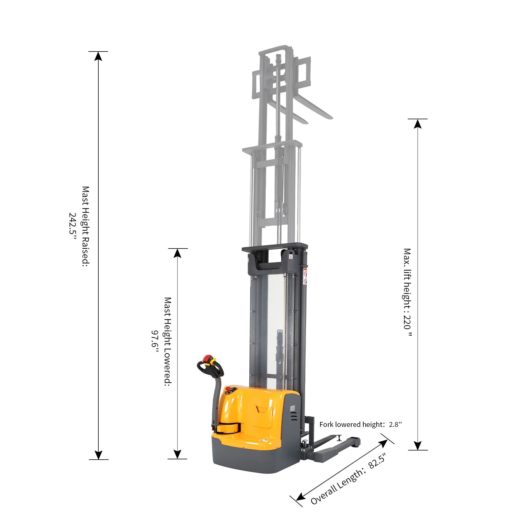 Apollolift Powered Forklift Full Electric Walkie Stacker 3300 lbs Cap. 220