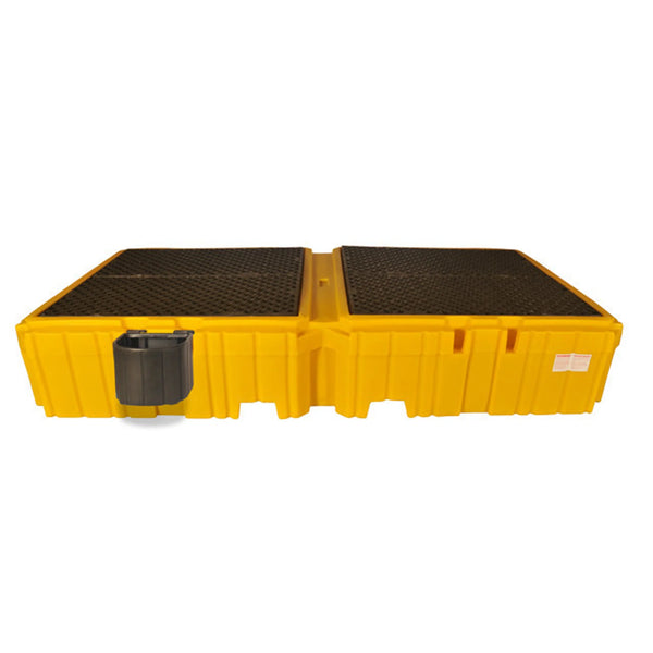 UltraTech 1145 Twin IBC Spill Pallet With 1 right side bucket shelf, With Drain