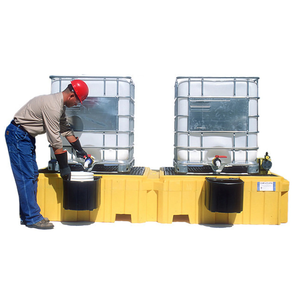 UltraTech 1147 Twin IBC Spill Pallet With 2 bucket shelves, With Drain