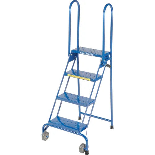 Ballymore 4 Step Lock-N-Stock Folding Rolling Ladder, 350 Lb. Capacity - LS4247