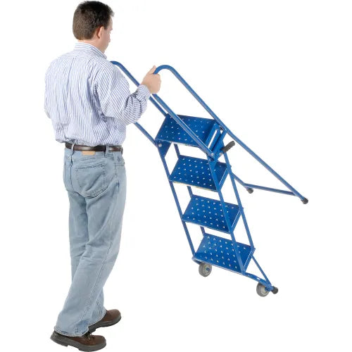 Ballymore 4 Step Lock-N-Stock Folding Rolling Ladder, 350 Lb. Capacity - LS4247