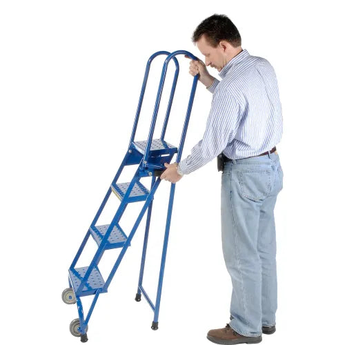 Ballymore 4 Step Lock-N-Stock Folding Rolling Ladder, 350 Lb. Capacity - LS4247