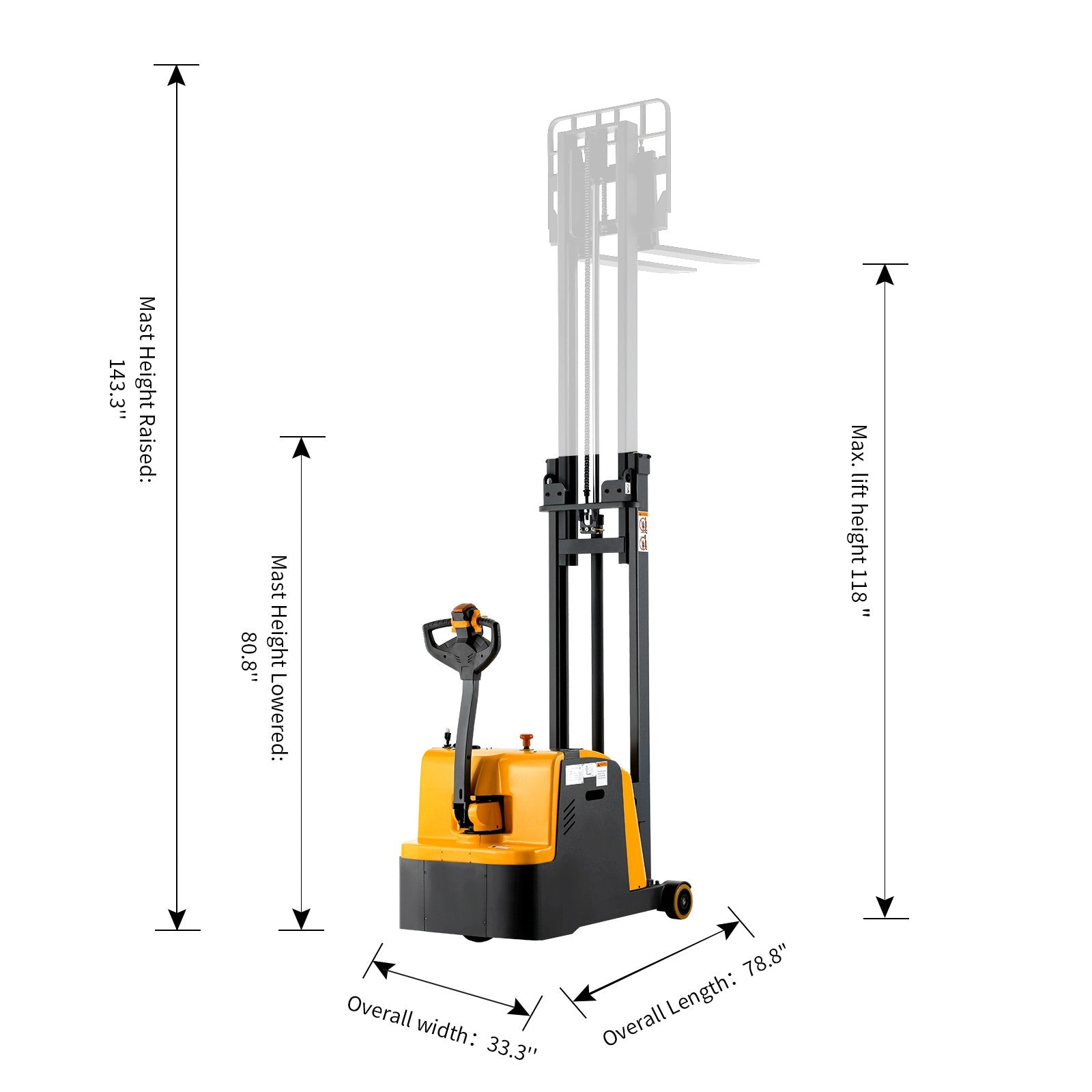 Apollolift Counterbalanced Electric Stacker 1200lbs 118