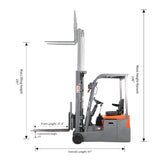 Apollolift A-3041 3-Wheel Electric 24V Lead-Acid Forklift | 3300lb Capacity | 197"Lift Height