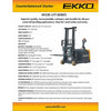 EKKO EK13S-177 Counterbalanced Walkie Stacker | Side-Shifting | 177” Lift Height | 2860 lb Capacity |