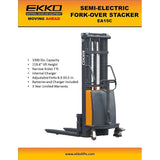 EKKO EA15C Semi-Electric Straddle Stacker | 119" Lift Height | 3300 lb Capacity
