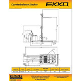 EKKO EK14S-130LI Lithium Counterbalanced Walkie Stacker | SIDE-SHIFTING | 130" Lift Height | 3300 lb Capacity | EK14S-130LI