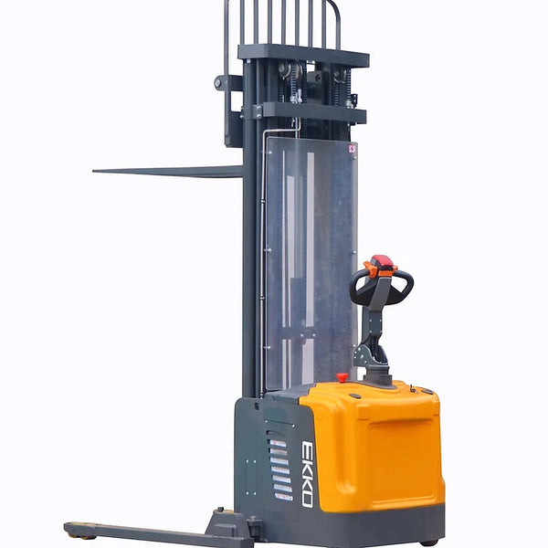 EKKO EB16EA Full Powered Straddle Stacker 4400 lb Cap., 216" Height - Warehouse Gear Hub 