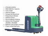 EKKO EP18LI Lithium Iron Walkie Pallet Jack 4000 lb Capacity - Warehouse Gear Hub 