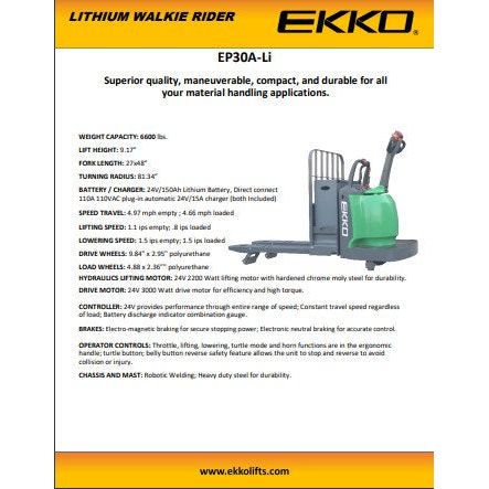 EKKO EP30A-LI Rider Pallet Jack | 6600 lb Capacity |