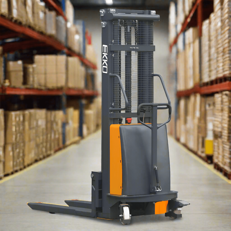 EKKO EA15C Semi-Electric Straddle Stacker | 119" Lift Height | 3300 lb Capacity