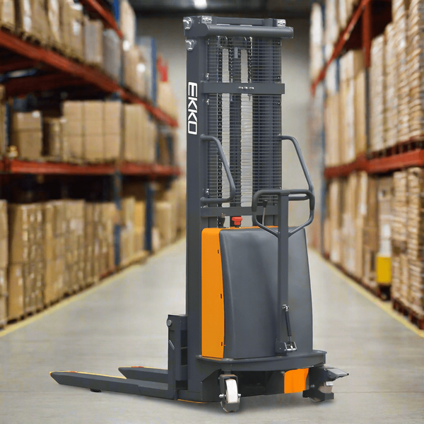 EKKO EA15C Semi-Electric Straddle Stacker | 119" Lift Height | 3300 lb Capacity