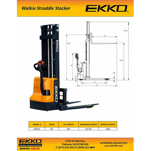 EKKO EB12EA Electric Straddle Stacker | 145