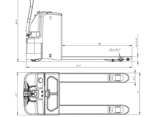 EKKO EP20LI Lithium Iron Phosphate Pallet Jack 4400 lb Capacity - Warehouse Gear Hub 