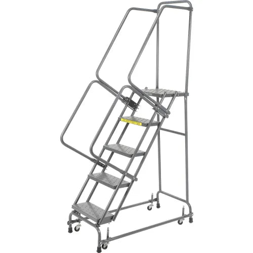 Ballymore Perforated 16"W 5 Step Steel Rolling Ladder 14"D Top Step - FSH518P