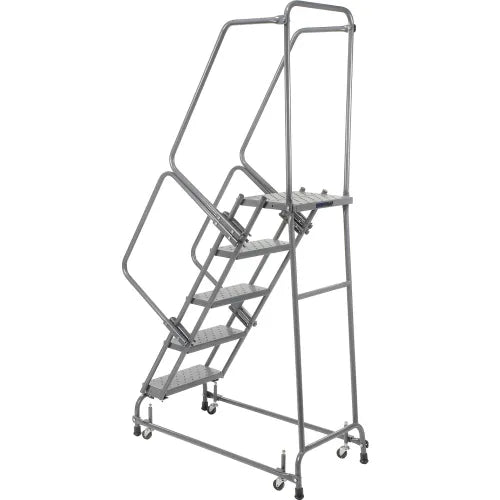 Ballymore Perforated 16"W 5 Step Steel Rolling Ladder 14"D Top Step - FSH518P