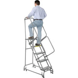 Ballymore Perforated 16"W 5 Step Steel Rolling Ladder 14"D Top Step - FSH518P