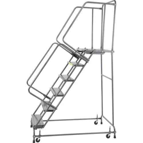 Ballymore Steel Perforated 16"W 6-Step Rolling Ladder - FSH618