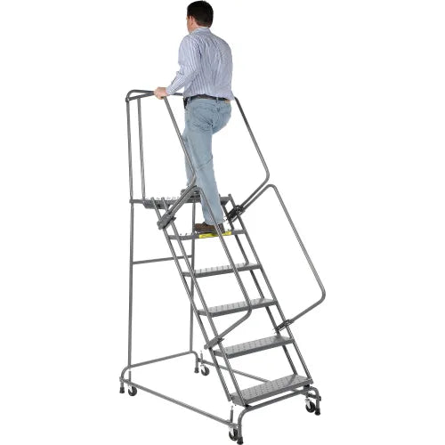 Ballymore Steel Perforated 16"W 6-Step Rolling Ladder - FSH618