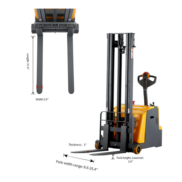 Apollolift Counterbalanced Electric Stacker 1200lbs 118" High