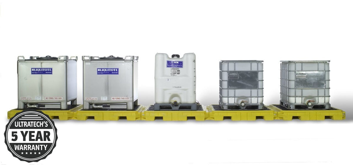 UltraTech 1128 Modular IBC Spill Pallet, 5-Tank, Indoor Model