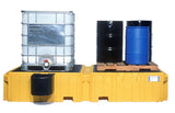 UltraTech 1142 Twin IBC Spill Pallet With 1 left side bucket shelf, No Drain