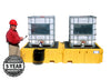 UltraTech 1142 Twin IBC Spill Pallet With 1 left side bucket shelf, No Drain