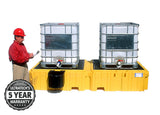 UltraTech 1142 Twin IBC Spill Pallet With 1 left side bucket shelf, No Drain