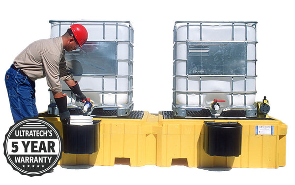 UltraTech 1143 Twin IBC Spill Pallet With 2 bucket shelves, No Drain