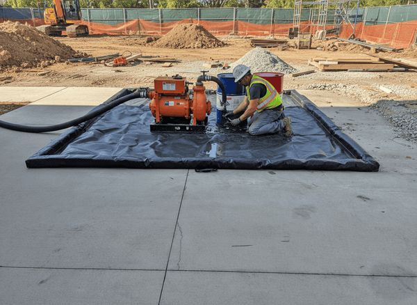UltraTech 7909 Containment Berm, Foam Wall Model, 12' x 12' x 4", Light-Duty Textured 30 mil RPE, Black