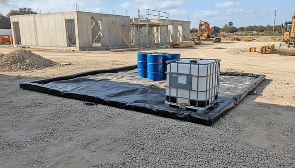 UltraTech 7909 Containment Berm, Foam Wall Model, 12' x 12' x 4", Light-Duty Textured 30 mil RPE, Black