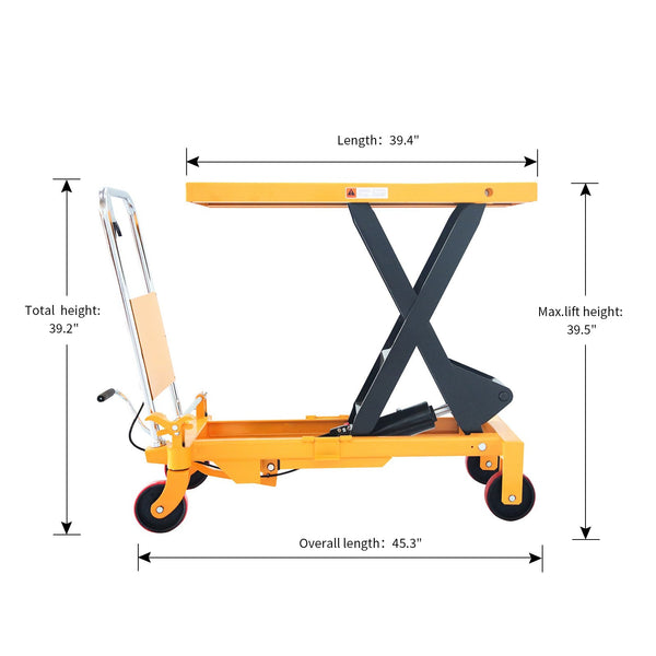 Apollolift Single Scissor Lift Table 1760 lbs. 39.5" lifting height